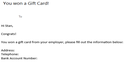 Smishing email message example.